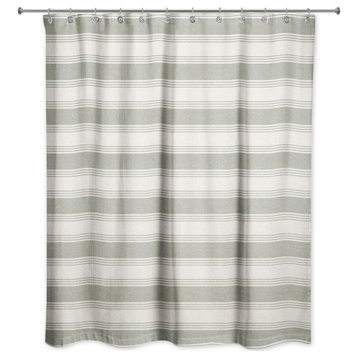 Green Stripe 71 x 74 Shower Curtain