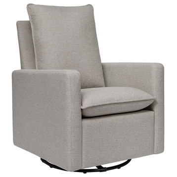 Modern Glider Chair, Push Back Design With Comfortable Padded Seat, Grey
