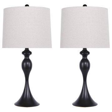 27" Oil-Rubbed Bronze Metal Table Lamps, Set of 2