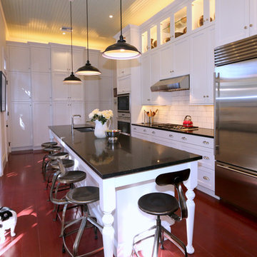 Glass Front Display Cabinetry Adds Big Style to this Small Kitchen