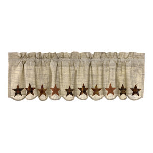 Tan Primitive Kitchen Curtains Sutton Stars Valance Rod Pocket