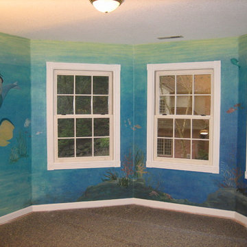 Mermaid theme painted in girls bedroom in Tualatin, Oregon