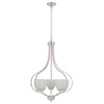 Craftmade - Serene 5 Light Foyer in Brushed Polished Nickel (49935-BNK-WG) - Craftmade (49935-BNK-WG) Serene Collection Transitional Style Indoor 5 Light Foyer In Brushed Polished Nickel With White Frosted Bell Shaped Glass Shade(s). Dimmable: Yes. Dry rated. Light Bulb Data: 5 Medium 60 watt. Bulb included: No.