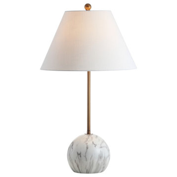 Miami 29" Minimalist Resin and Metal LED Table Lamp, Gold/White
