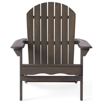 GDF Studio Milan Outdoor Folding Wood Adirondack Chair, Gray