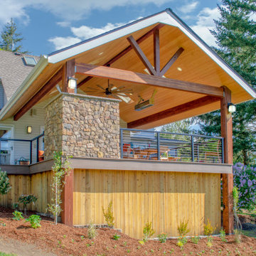 Gable End Patio Cover with Fireplace