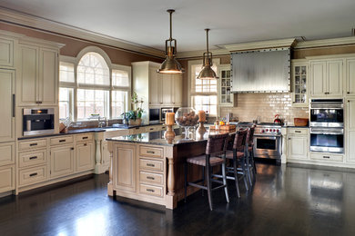 This is an example of an eclectic kitchen in New York with granite benchtops.