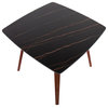 Folia Mid-Century Modern Dinette Table, Walnut Wood/Black Textured Marble