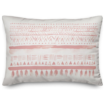 Blush Watercolor Tribal Stripes 14x20 Lumbar Pillow