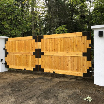 Wooden driveway gates