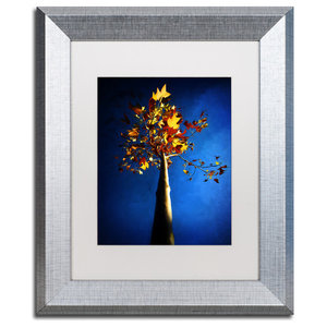 Matte White/Black Frame 11 by 14-Inch Red Maple Leaves Artwork by Philippe Sainte Laudy