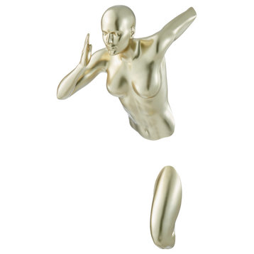 Runner Resin Wall Sculpture, Gold, Woman