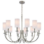 Hudson Valley Lighting - Mason, Twelve Light Chandelier, Polished Nickel Finish, White Faux Silk Shade - Though Mason's inspiration is rooted in history, this collection forges new territory at the crossroads of tradition and modernity. While the wheel spoke motif evokes America's frontier past, the geometric purity of the chandelier's plumb bob column and conical socket holders suggests kinship with mid-century modern design.