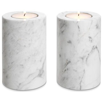 White Marble Candle Holders (2) | Eichholtz Tobor S