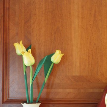 Cherry corner fireplace mantle