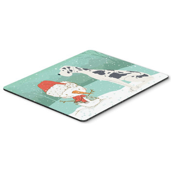 Harlequin Great Dane Snowman Christmas Mouse Pad