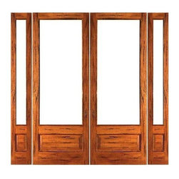 Pre-hung Rustic-1-lite-P/B French Solid IG Glass Double Door Sidelights - Patio Doors