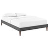 Tessie King Upholstered Fabric Bed Frame With Squared Tapered Legs, Gray