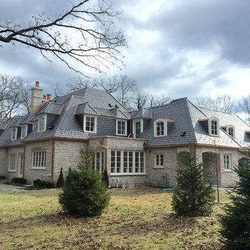 Slate Roof, Copper Gutters and Masonry - Lake Forest IL