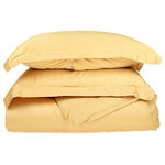 Blue Nile Mills - 530 Thread Count Solid Duvet Cover & Pillow Sham Bed Set, Gold, Twin - Description: