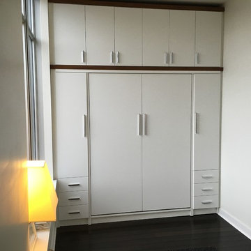 City Wall bed storage in calm yoga room