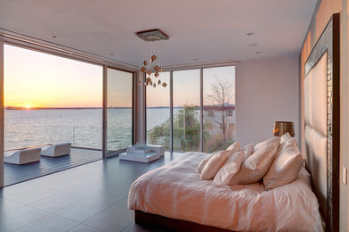Example of a trendy bedroom design in New York