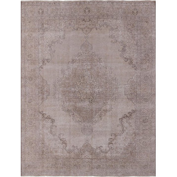 10' X 13' Persian Vintage White Wash Hand Knotted Wool Area Rug - Q2603