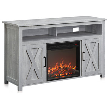 48" Corin TV Stand Console With 18" Electric Fireplace, Stone Gray