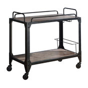 Caitlin Serving Cart, Rustic Oak and Black Finish