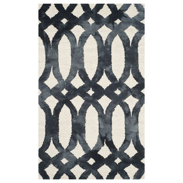 Safavieh Dip Dye Collection DDY675 Rug, Ivory/Graphite, 3'x5'