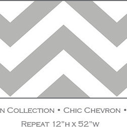 Gray White Chic Chevron - Custom Printed Removable Wallpaper - Wallpaper