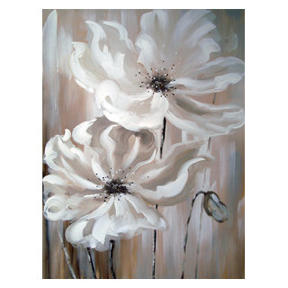 White Flower I Oil Painting - Wrapped Canvas Painting - Contemporary -  Paintings - by Bayland Collection | Houzz
