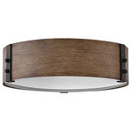 Hinkley - Sawyer 3-Light Flush Mount Outdoor Ceiling Light In Sequoia - The fresh, rustic design of the Sawyer collection will inject any outdoor living experience with the warm, cozy ambiance of an indoor setting. Constructed with Hinkley's own anti-corrosion coating, Sawyer ensures maximum resiliency and performance in the elements.  This light requires 3 , 5W Watt Bulbs (Not Included) UL Certified.