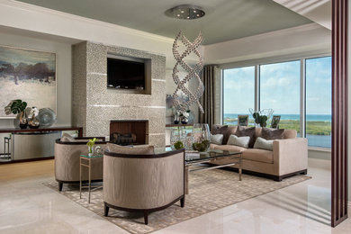 Trendy living room photo in Miami