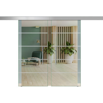 2-Leaf Clear Glass Sliding Doors , 56"x81"