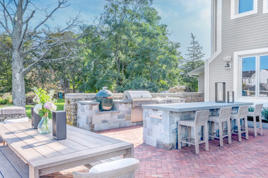 Example of a beach style home design design in Boston