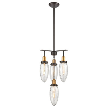 Shinzu 4-Light Chandelier, Oil Rubbed Bronze With Clear Water Glass