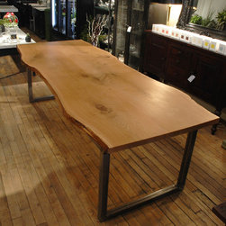 Salvaged White Oak Slab Table - Dining Tables