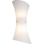 ET2 Contemporary Lighting - Conico, Wall Sconce, Satin Nickel, 20", Opal White - Like a translucent sheath delicately draped around the most graceful form, Conico offers a delicate Opal White panel of glass floating over a slender Satin Nickel metal rod like a sophisticated designer dress on the red carpet. A study in simplicity, the hour glass shape and understated light speak of classic sophistication and impeccable taste.