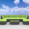 Fiji Outdoor Backyard Wicker Rattan Patio Furniture, 9-Piece Set, Lime Green