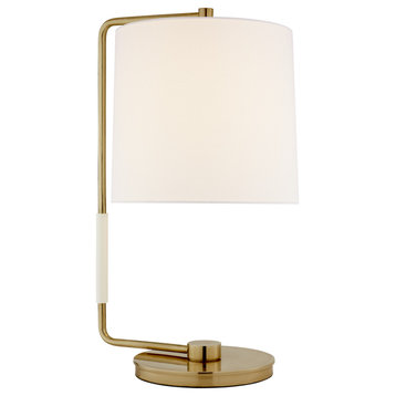 Swing Table Lamp in Soft Brass with Linen Shade