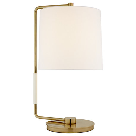 Swing Table Lamp in Soft Brass with Linen Shade