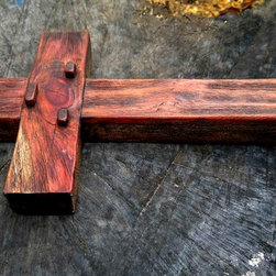 Hand carved rustic cross - Wall Decals