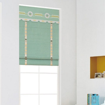 QYBHF751 High Quality Chenille Green Custom Made Roman Blinds For Home Decoratio