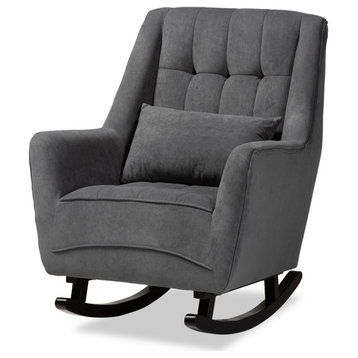 Reon Modern Gray Fabric Upholstered Rocking Chair