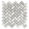 12"x12" Bianco Carrara Honed Marble Herringbone Mosaic Tile