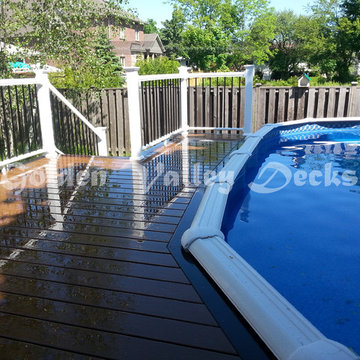 multilevel trex deck around swimming pool