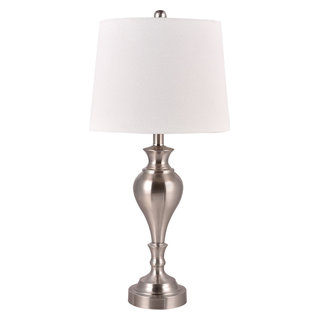 Cory Martin 19.5 Inch Table Lamp In Frosted Blue - Island Bottle Glass Design With White Linen Shade