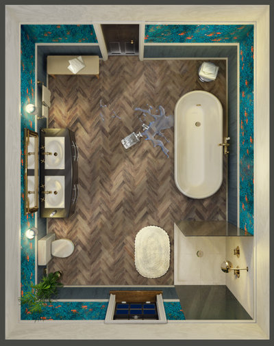 Houzz Voters Pick a Moody Bathroom to Update the CLUE Board Game