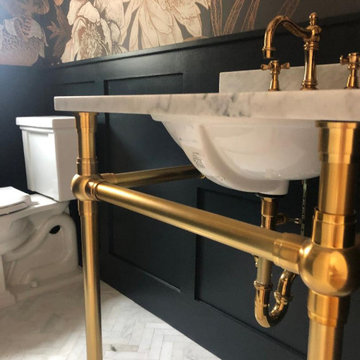 Glamorous Shaker Wainscot hallway bathroom
